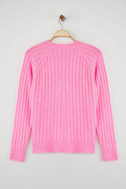 Wardrobe Essentials Pembe Yumusak Dokulu Fitilli Triko Kazak TWOAW26KZ00078