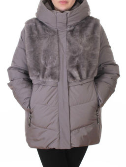 M-8869 GRAY/LILAC Куртка зимняя женская (150 гр. холлофайбер)