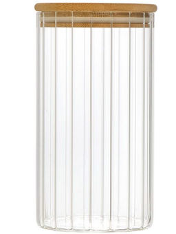 Банка из рельефного стекла, AROMA RIVIERA, объём: 1300 мл, с крышкой из бамбука арт.108281 /MALLONY/  фото 3