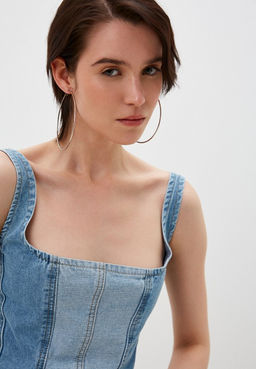 Укороченный джинсовый топ в стиле пэчворк