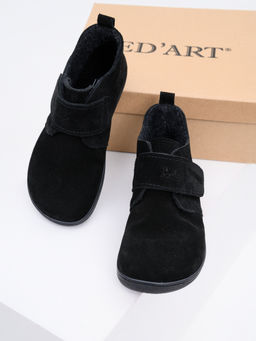 Ботинки женские демисезонные черные 209.NATAbl.Черная замша/Шерсть