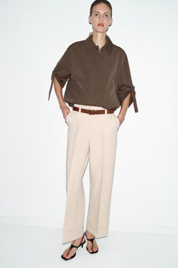TROUSERS WITH TURN-UP CUFFS AND BELT - Zara фото 12