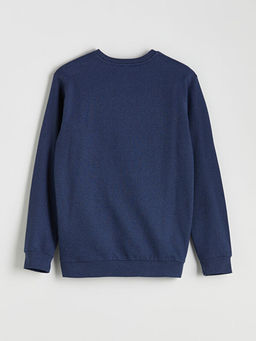 Bisiklet Yaka Bask?l? Erkek Sweatshirt
