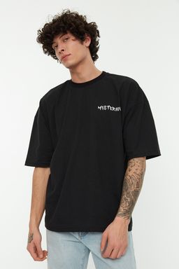 TRENDYOL MAN Siyah Oversize/Genis Kesim %100 Pamuklu S?rt Bask?l? T-Shirt TMNSS22TS0913 - Trendyolmilla фото 2