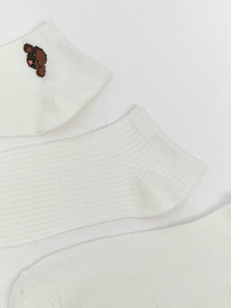 Bask?l? Kad?n Patik ?orap 3l?