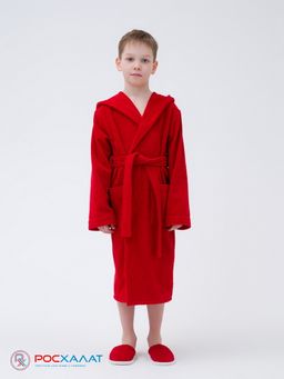 Детский махровый халат с капюшоном красный МЗ-04 (67)