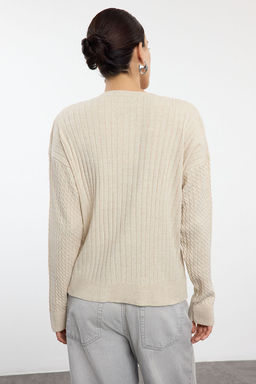 TRENDYOLMILLA Tas Genis Kal?p Sac Orgu Detayl? Triko Kazak TWOAW25KZ00294