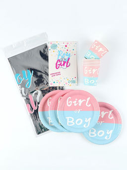 Посуда одноразовая бумажная для праздника Гендер Пати, на 6 персон, 14 предметов - Страна карнавалия фото 2