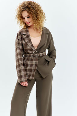 Костюм Euro Moda 635 хаки+ клетка