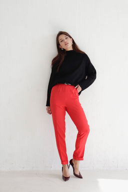 Брюки классика красные высокая посадка