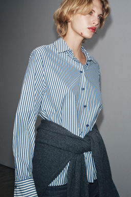 ZW COLLECTION STRIPED FLOWING SHIRT - Zara фото 9