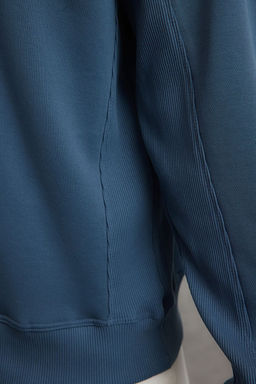 TRENDYOL MAN Unisex Indigo Oversize/Genis Kesim Kumas Mix Basic Sweatshirt TMNAW25SW00128 - Trendyolmilla фото 4