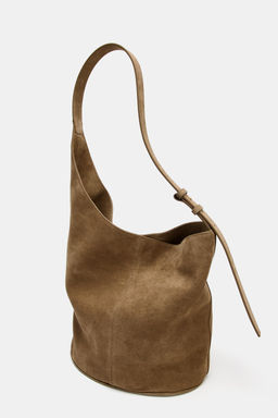 ASYMMETRIC LEATHER BUCKET BAG - Zara фото 13
