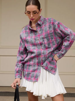 K13008 Рубашка OVER SIZE РОЗОВЫЙ