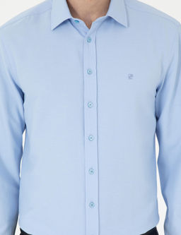 Koyu Mavi Oxford Slim Fit Uzun Kollu G_mlek