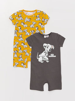 Bisiklet Yaka 101 Dalma?yal? Bask?l? Erkek Bebek Tulum 2li