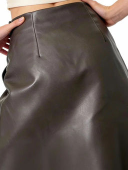 Юбка на запах из эко-кожи OD-1003-1 коричневый