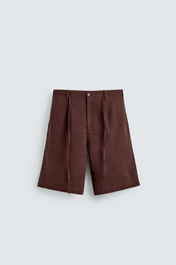 BERMUDA WIDE FIT MEZCLA LINO / Burdeos - Zara фото 6