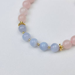 Браслет из Розового кварца и Голубого агата - Радуга самоцветов фото 3