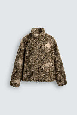 PRINTED FAUX SHEARLING JACKET - Zara фото 8