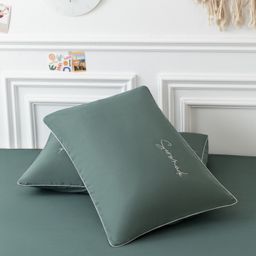 Комплект постельного белья Однотонный Сатин Вышивка на резинке CHR046 160*200*35/Евро/4 Наволочки - Ситрейд фото 8