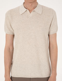 Bej Slim Fit Polo Yaka Triko Ti__rt - Pierre cardin фото 6