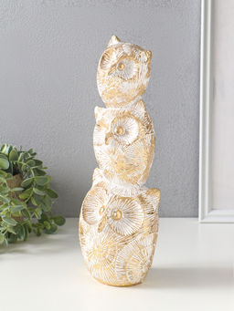 Фигура полистоун «Три совы - пирамида. Золотые круги», 11.5×11.5×32 см