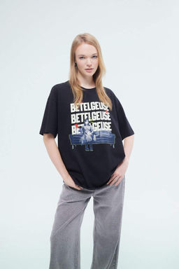 Cool Beetlejuice Oversize-футболка с широким кроем и круглым вырезом с короткими рукавами и принтом