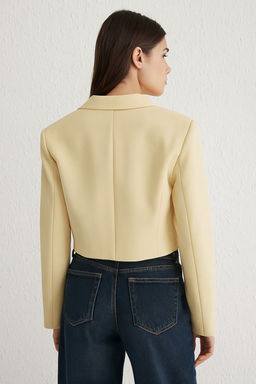 TRENDYOLMILLA Ac?k Mavi Baglama Detayl? Astarl? Crop Dokuma Blazer Ceket TWOSS25BC00025  фото 5