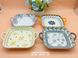 Блюдо квадратное с ручками / WX106 /уп 40/ 25х20х5 см