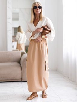 Юбка карго с кулисой внизу и резинкой на поясе из плотного поплина