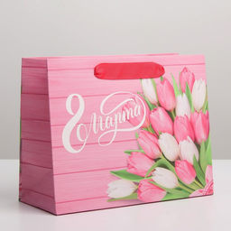 Цена за 2 шт. Пакет подарочный ламинированный, упаковка, 8 марта, MS 23?18?10 см