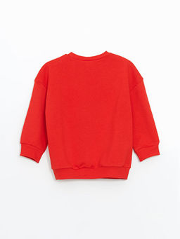 Bisiklet Yaka Bask?l? Erkek ?ocuk Sweatshirt