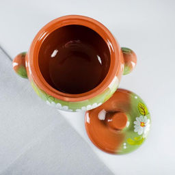 Жаровня Кунгурская керамика, 2 л, с ручками, зелёная