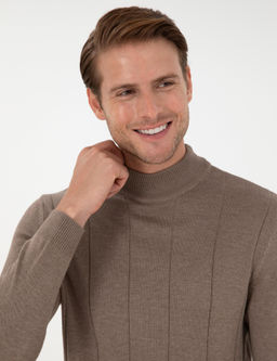 Vizon Melanj Slim Fit Yar_m Bal_k__ Yaka Triko Kazak - Pierre cardin фото 2