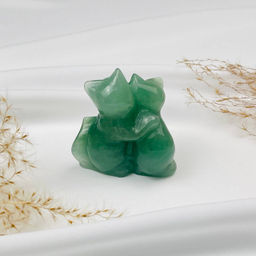 Фигурка резная "Котята" из зеленого Кварца