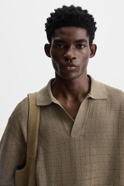 TEXTURED KNIT POLO SHIRT - Zara фото 5