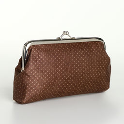 Косметичка женская на фермуаре, маленькая, с принтом Точки, коричневая