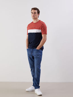 Bisiklet Yaka K?sa Kollu Renk Bloklu Erkek Ti??rt