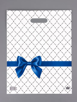 Цена за 50 шт. Пакет «Синий бантик», полиэтиленовый, с вырубной ручкой, 40×31 см, 30 мкм