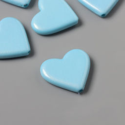 Цена за 10 шт. Бусины для творчества акрил «Сердечки гладкие», голубой 2.4×2×0.5 см