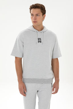 Erkek Comfort Fit Kap__onlu K_sa Kollu Gri Melanj Sweatshirt - U.s. polo assn фото 15