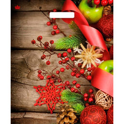 Пакет с вырубной ручкой 38х45+3см (60) (Зимняя калина) НГ, ламинированный Тико ВУР56822 упак/50шт.