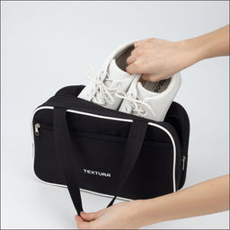 Сумка для обуви TEXTURA, на молнии наружный карман, размер 33×10×20 см, чёрная/белая