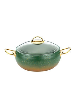Набор посуды с АПП из 9 (5/4) предметов, крышки стеклянные, цвет: оливковый/золотой, арт. 1000-OLV/G