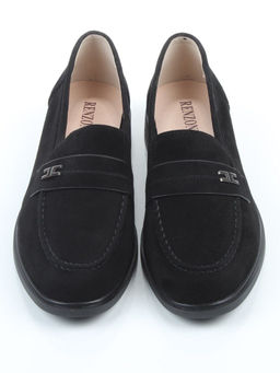 03-DEB17-2 BLACK Лоферы женские (натуральная замша)
