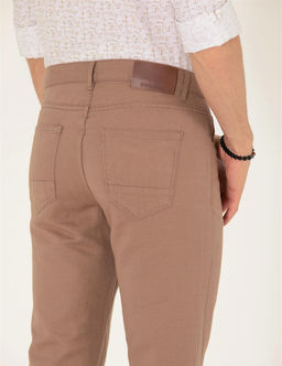 Vizon Slim Fit Keten Kar___ml_ Kanvas Pantolon
