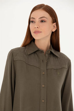 Женская рубашка цвета хаки с длинным рукавом - U.s. polo assn фото 9