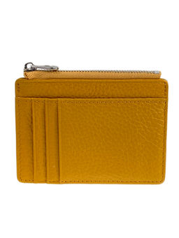 Картхолдер женский из натуральной кожи для пластиковых карт, цвет желтый