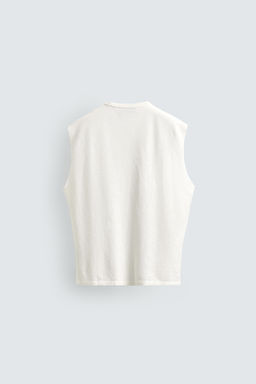 CAMISETA TANK PUNTO LAVADO ESTAMPADO / Blanco roto